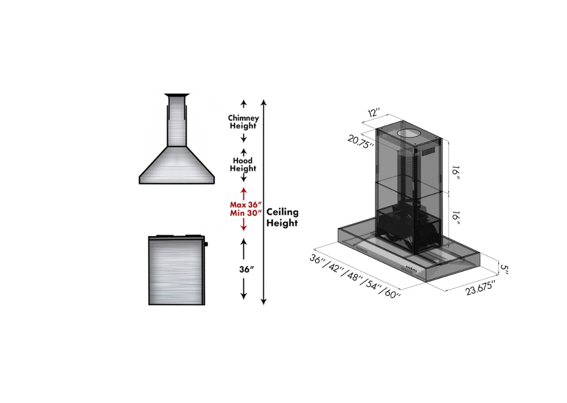 ZLINE KECOMI Professinoal Island Mount Range Hood in Stainless Steel