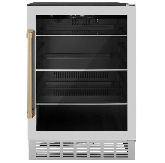 ZLINE 24" Monument Autograph Edition 154 Can Beverage Fridge in Stainless Steel with Accents