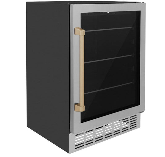 ZLINE 24" Monument Autograph Edition 154 Can Beverage Fridge in Stainless Steel with Accents