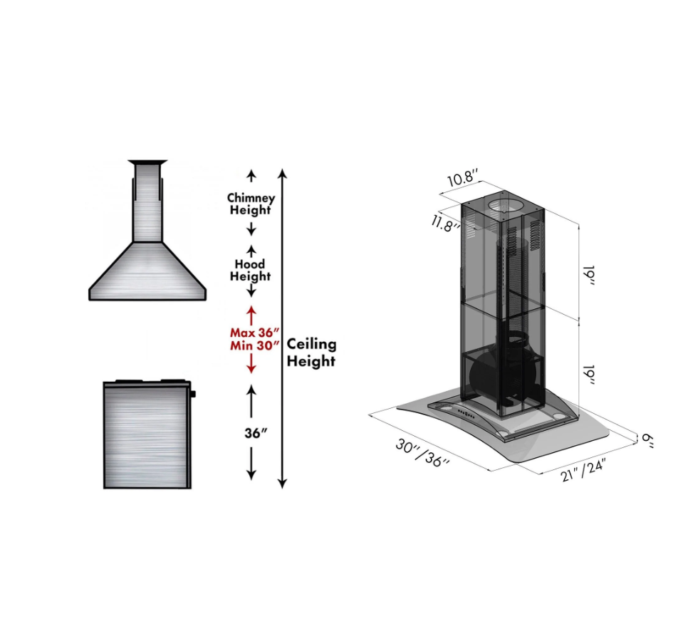 ZLINE GL9i Island Range Hood in Stainless Steel