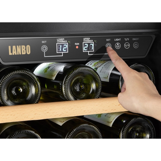 Lanbo 15" Wide, 28 Bottle Dual Zone Wine Cooler