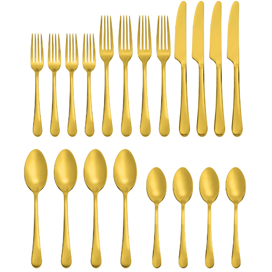 Mirabella Satin Gold Titanium 20 Piece Flatware Set