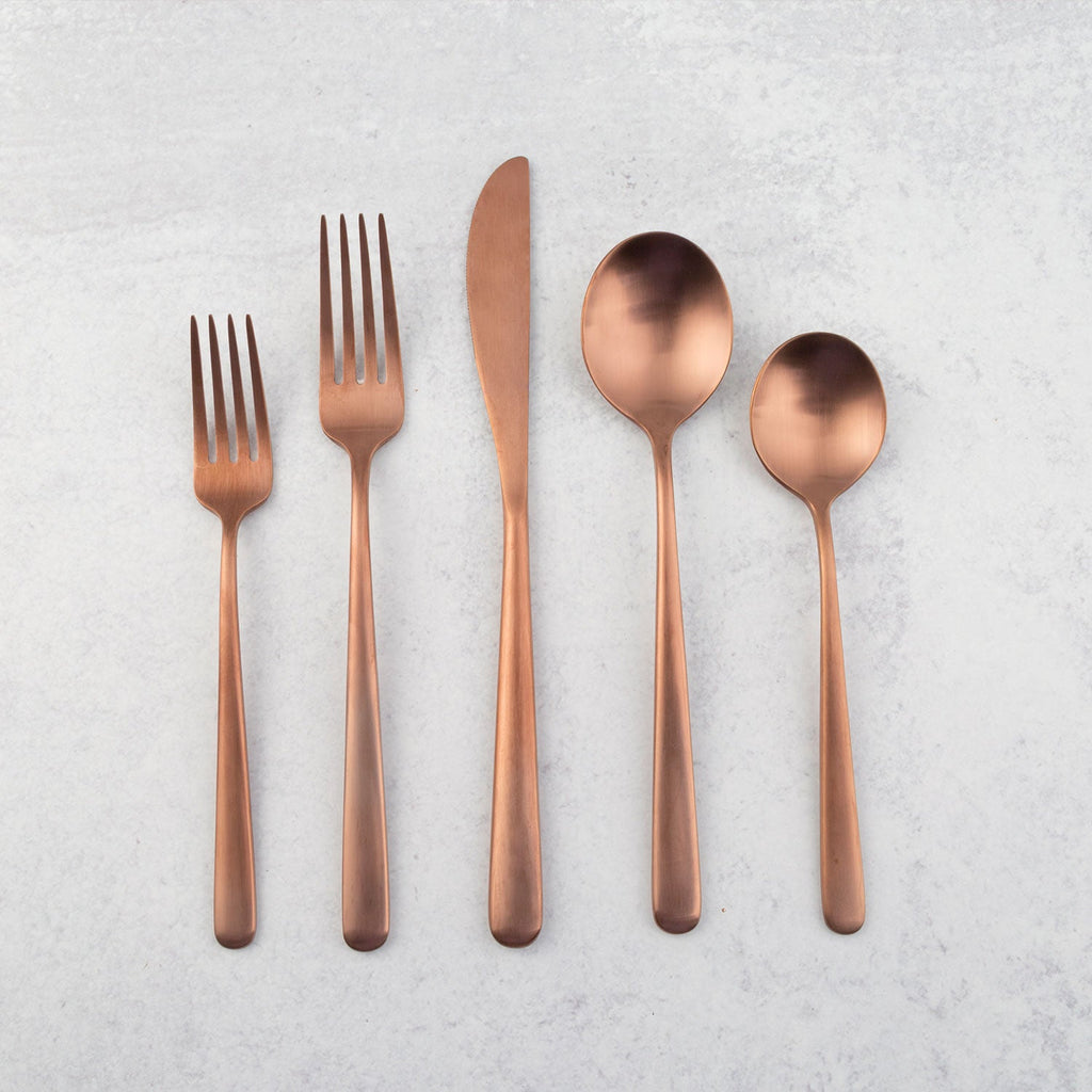 Lorenn Copper Satin 20-Piece Flatware Set