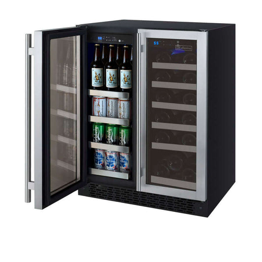 Allavino 24” Wide FlexCount II Tru-Vino Dual Zone Wine & Beverage Center Combo - 18 Bottle/66 Cans