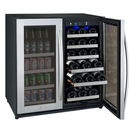 Allavino 30” Wide Dual Zone Wine & Beverage Center | Holds 30 Bottles/88 Cans | Tru-Vino Technology and FlexCount II Shelving