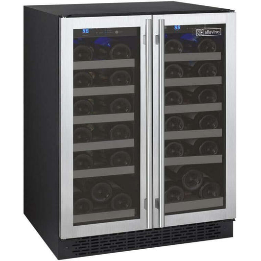 Allavino 24” 36 Bottle Dual Zone Wine Cooler | French Doors | Tru-Vino Technology and FlexCount II Shelving