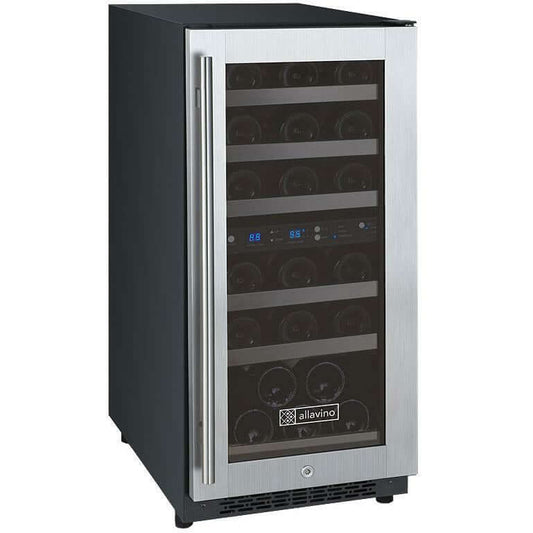 Allavino 15” 30 Bottle Dual Zone Wine Cooler | Tru-Vino Technology and FlexCount II Shelving