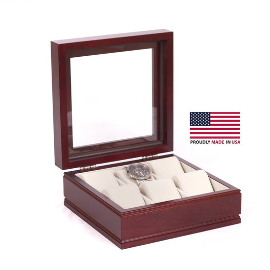 Lieutenant 6-Slot Watch Box Storage | Mahogany Finish