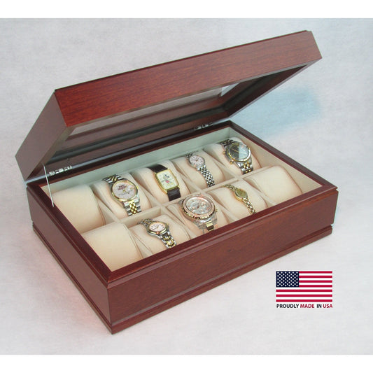 Commander Watch Box Storage | Holds 10 Watches | Glass Top