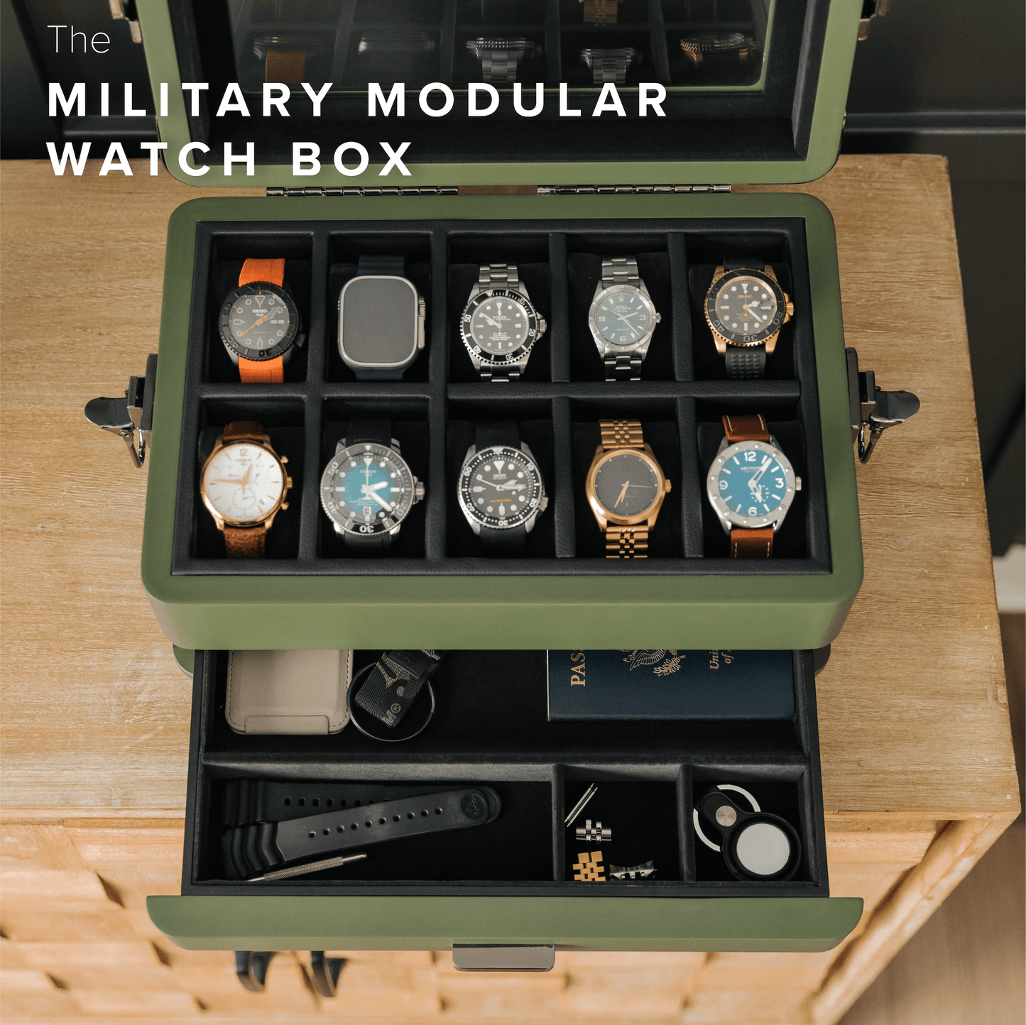 10 Slot Military Watch Box