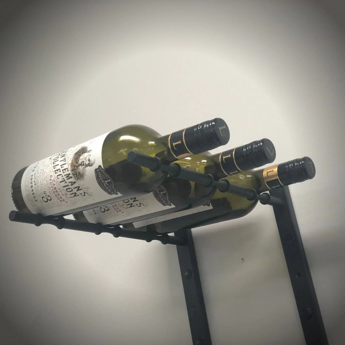 Wall Mounted Metal Rail Wine Racks | 3-Bottle Depth