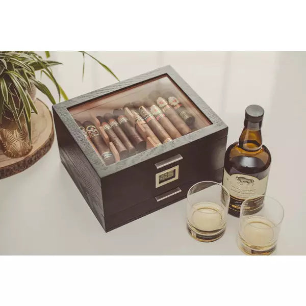 Mill Glass Top Cigar Humidor | Holds 60 Cigars