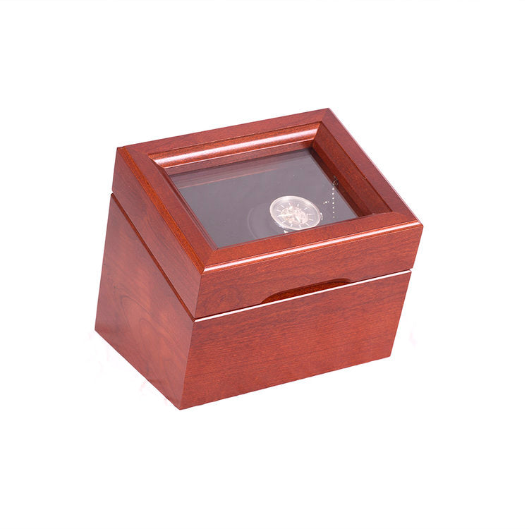 American Chest Brigadier Single Watch Winder, Hand Crafted Wooden Chest with Glass Top