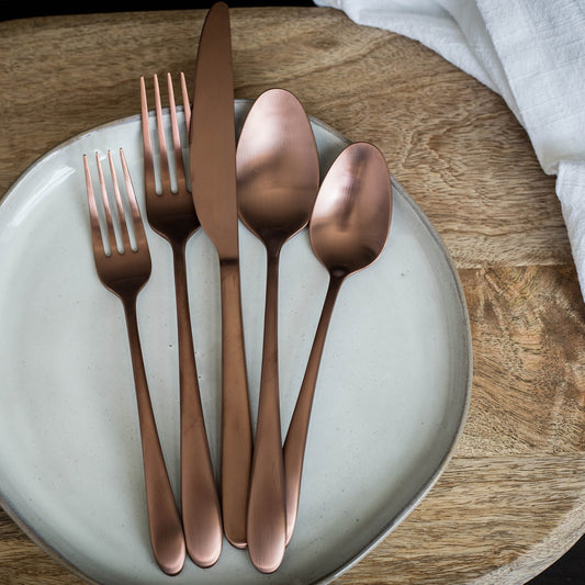 Poet Copper Satin 20-Piece Flatware Set