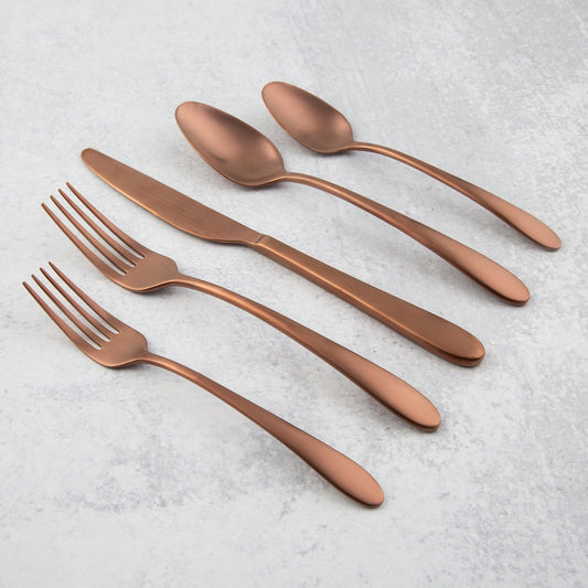 Poet Copper Satin 20-Piece Flatware Set