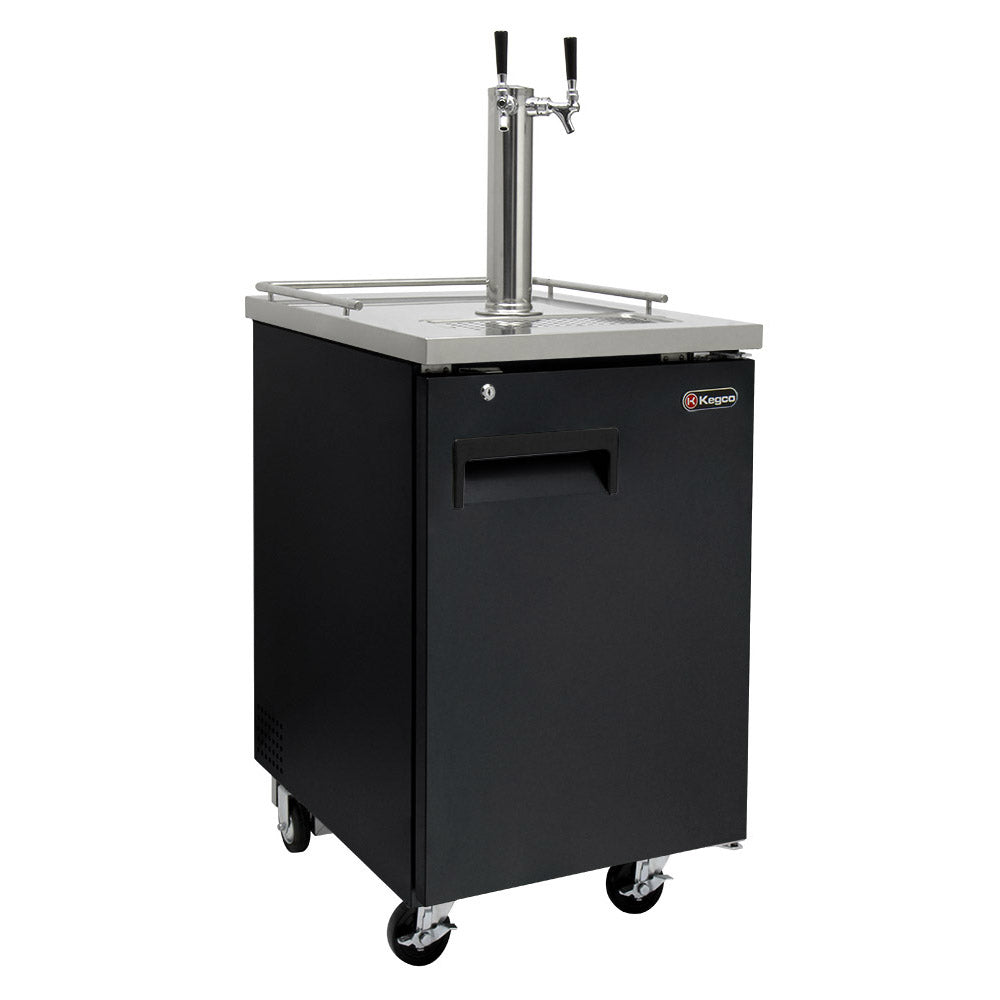 Kegco 24" Wide Dual Tap Commercial Kegerator | Black or Stainless Steel Exterior