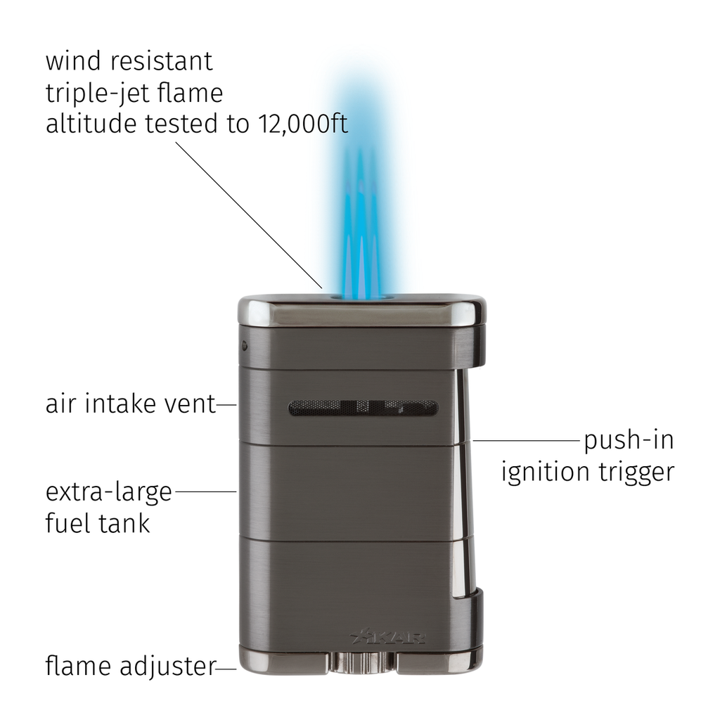 Xikar Allume Tabletop Lighter | Triple-Jet Flame
