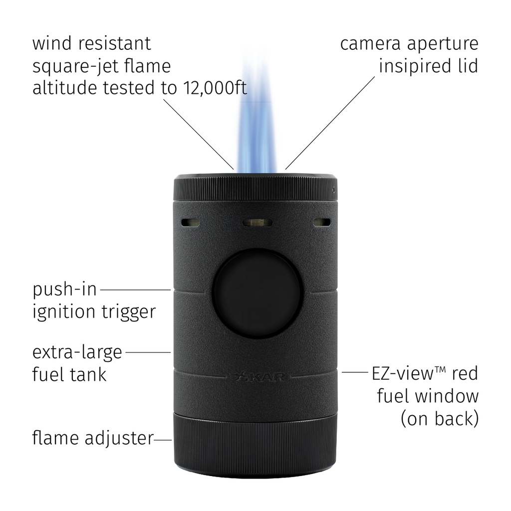 Xikar Volta Tabletop Lighter | Square Quad Flame