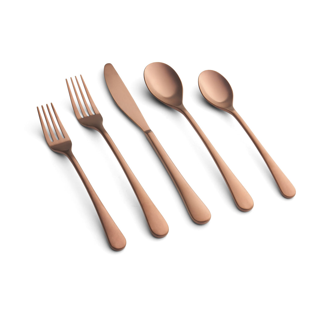 Xyla Copper Satin 20-Piece Flatware Set