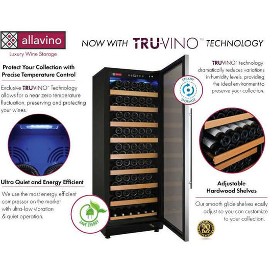 Allavino 24” Wide Vite II 99 Bottle Single Zone Wine Cooler | Tru-Vino Technology and FlexCount II Shelving