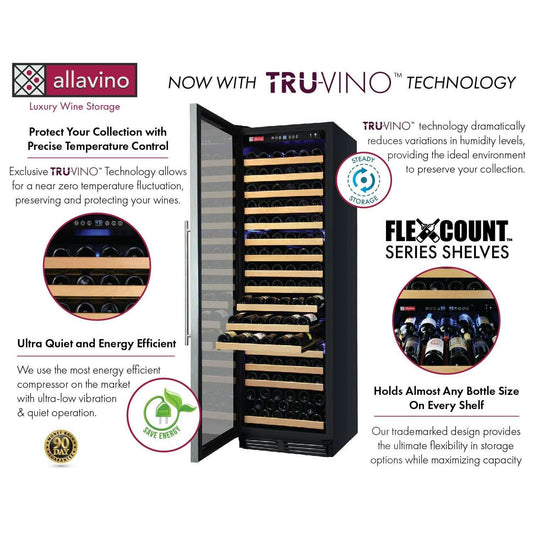 Allavino 24” 174 Bottle Single Zone Wine Cooler | Tru-Vino Technology and FlexCount II Shelving