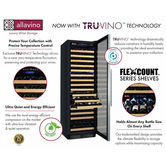 Allavino 48" Wide | 348 Bottle Dual Zone Side-by-Side Wine Cooler | Tru-Vino Technology and FlexCount II Shelving