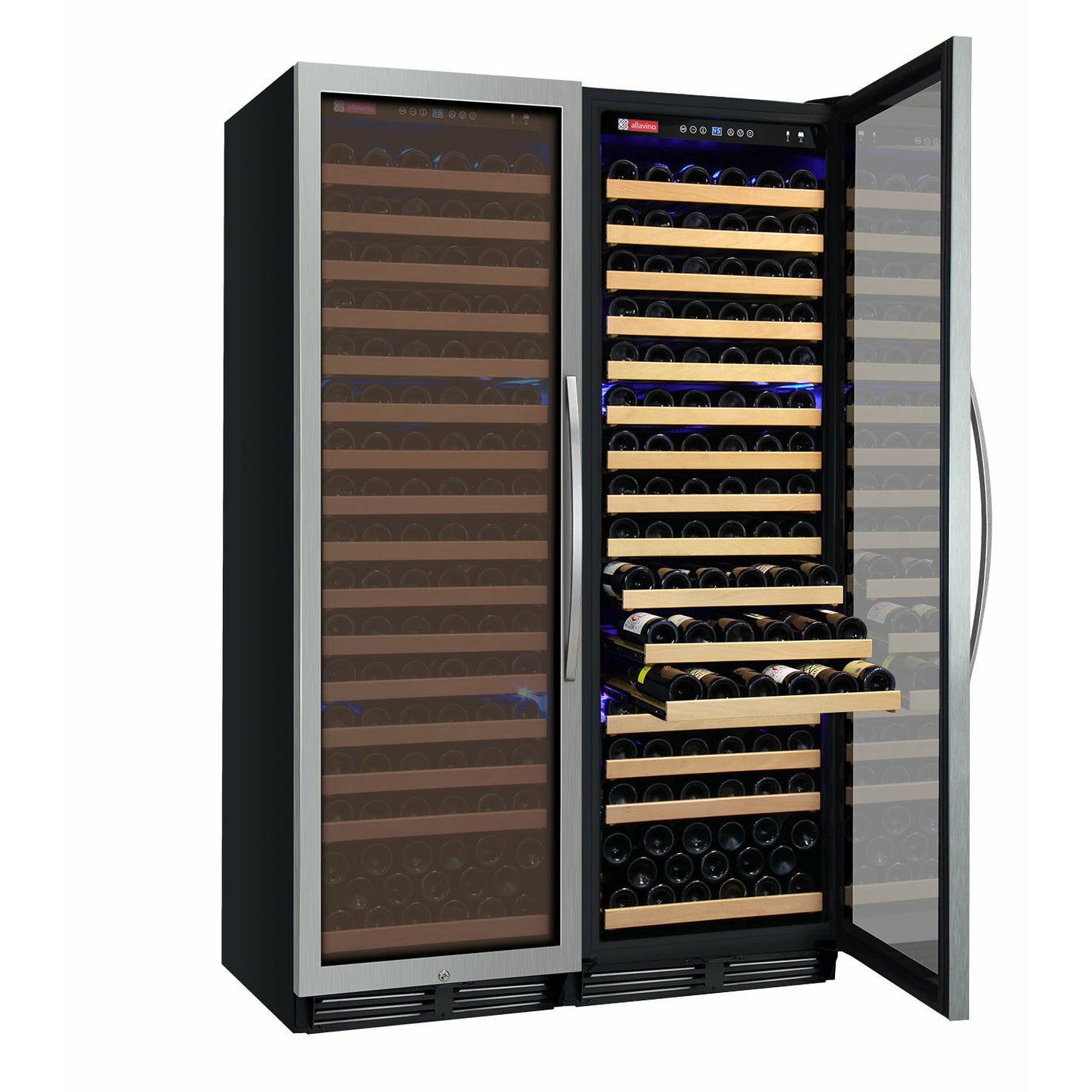 Allavino 48" Wide | 348 Bottle Dual Zone Side-by-Side Wine Cooler | Tru-Vino Technology and FlexCount II Shelving