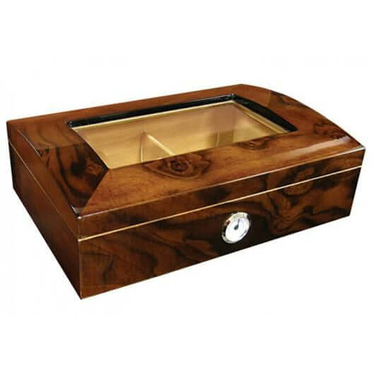 Addison Desktop Cigar Humidor with Arch Glass Top | Holds 40 Ct Cigars