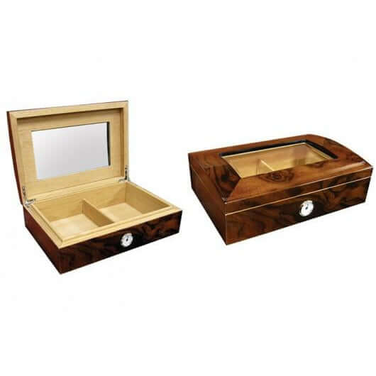 Addison Desktop Cigar Humidor with Arch Glass Top | Holds 40 Ct Cigars
