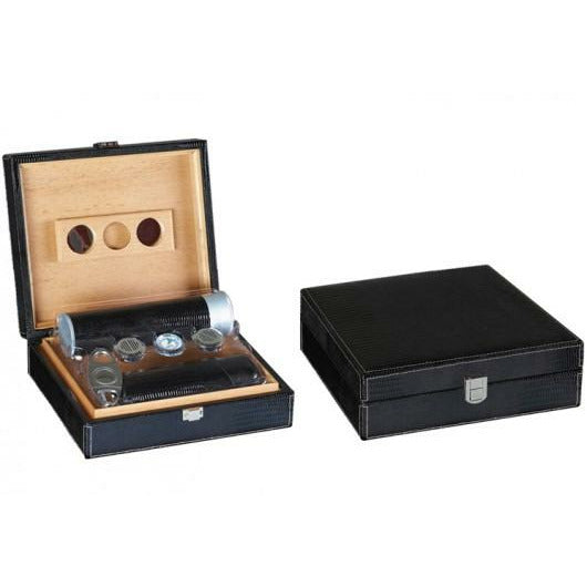 Alligator Desktop Cigar Humidor | Special Gift Set & Matching Accessories | Holds 25 Cigars