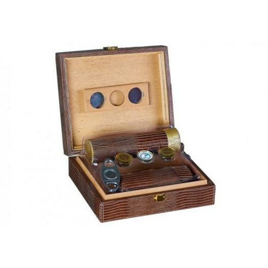 Alligator Desktop Cigar Humidor | Special Gift Set & Matching Accessories | Holds 25 Cigars