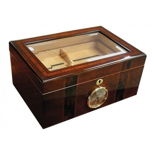 Ambassador Desktop Cigar Humidor | Lift Out Tray | Glass Top | Holds 100 Cigars