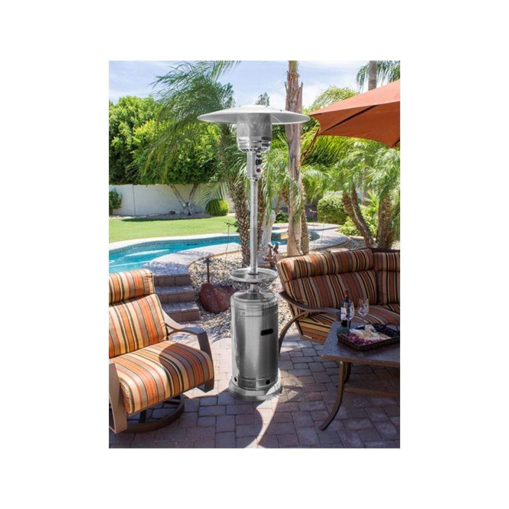 AZ Patio Heaters 87" Tall Stainless Steel Patio Heater with Table - 48000 BTU's