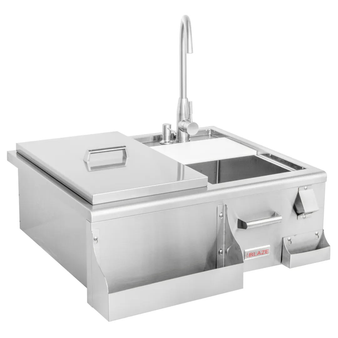 Blaze Built-In Bar Center, Patio Bar, Speed Rail, Condiments, Sink, Ice Bin