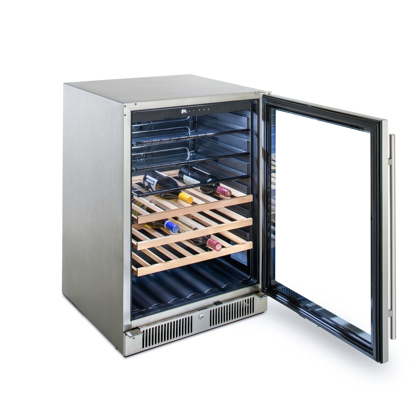 Blaze Outdoor Beverage Cooler | Glass Front, Wood or Glass Shelves | 5.5 Cu Ft.