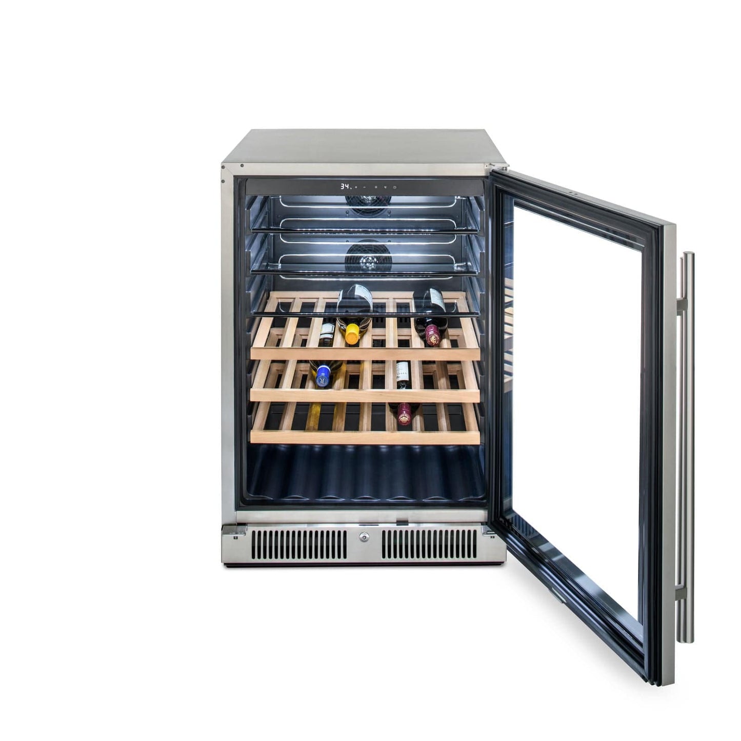 Blaze Outdoor Beverage Cooler | Glass Front, Wood or Glass Shelves | 5.5 Cu Ft.