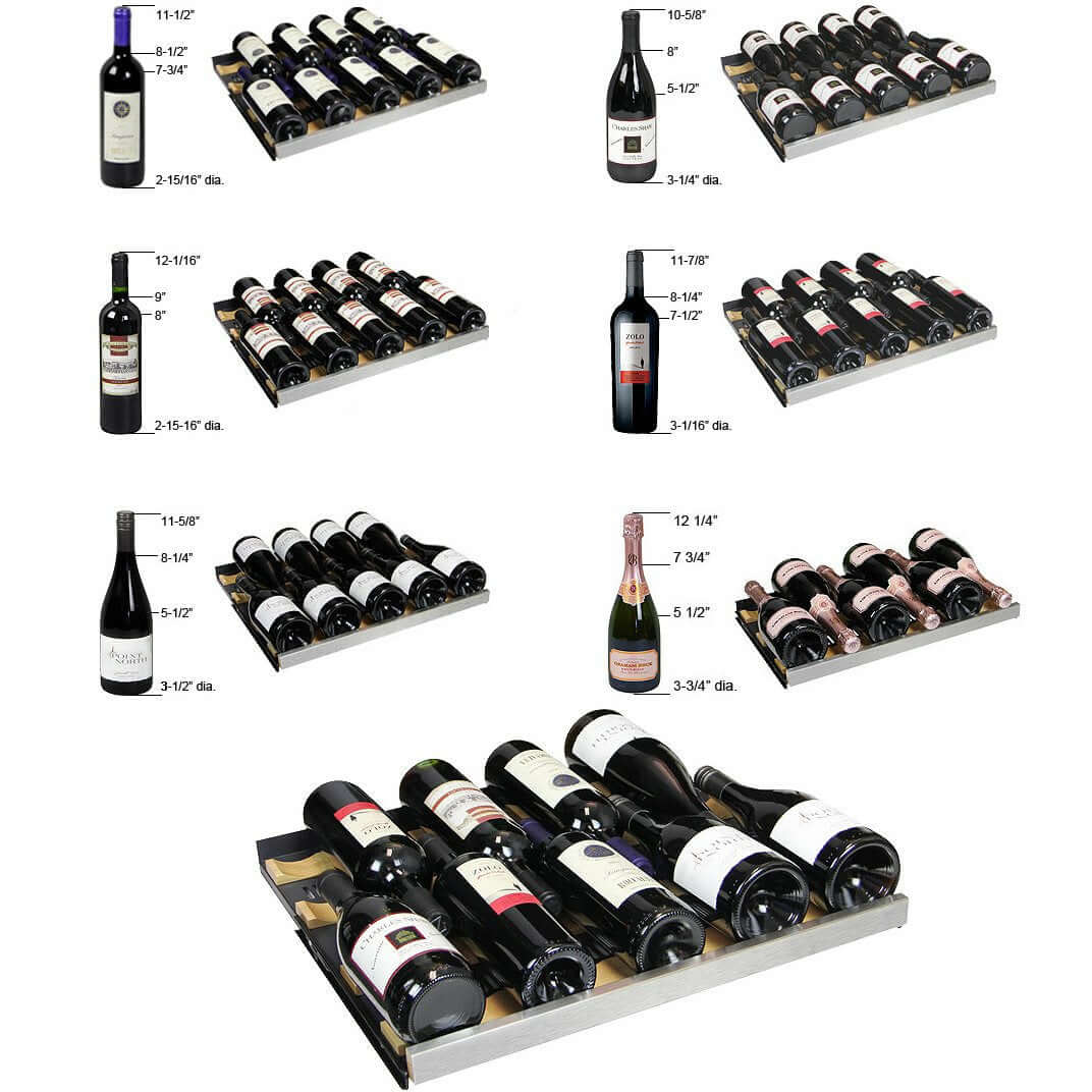 Allavino 47" Wide | 349 Bottle Triple Zone Side-by-Side Wine Cooler | Tru-Vino Technology and FlexCount II Shelving
