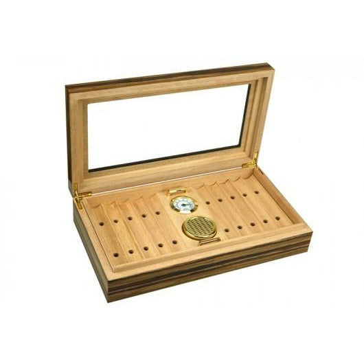 Braydon Desktop Cigar Humidor | Lift Out Tray | Glass Top | Holds 25 Ct. Cigars