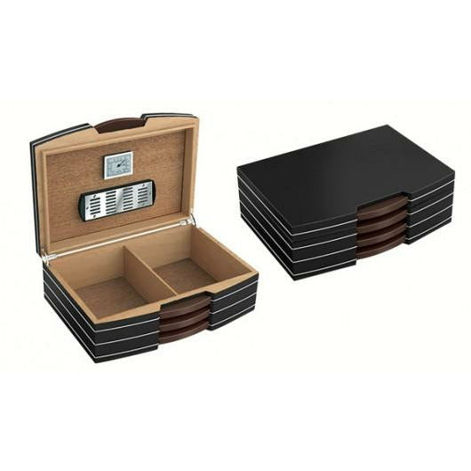 Carlton Steel Accented Desktop Cigar Humidor | Holds 100 Ct Cigars