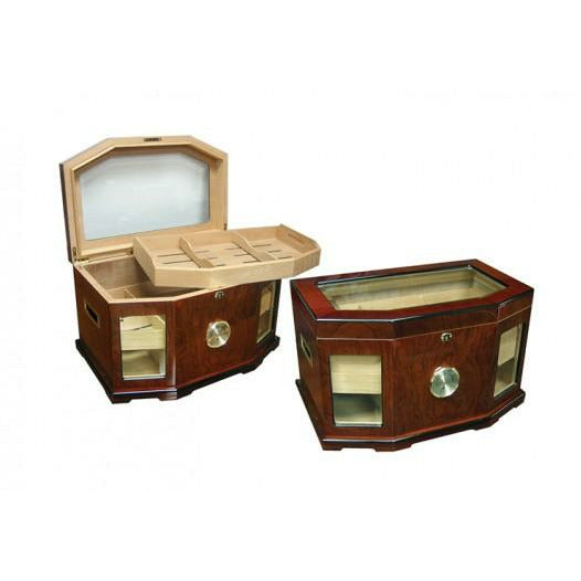 Chancellor Desktop Cigar Humidor | Tray and Glass Top | Holds 300 Ct. Cigars