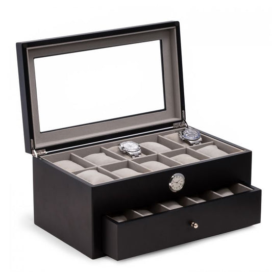 Bey-Berk 20-Watch Box | Quartz Movement Clock | CM640BLK