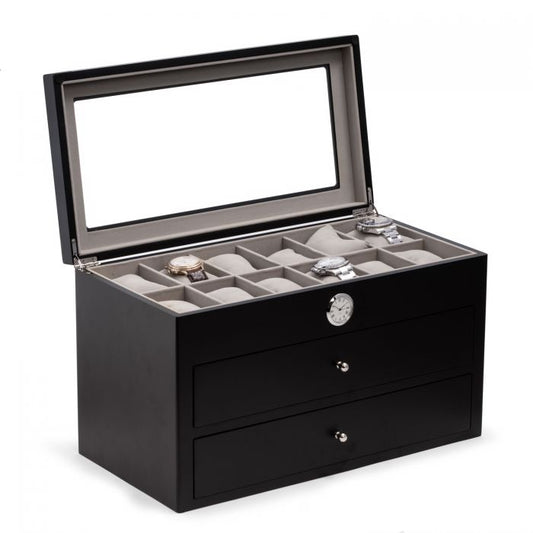 Bey-Berk 36-Watch Box | Quartz Movement Clock | CM686BLK