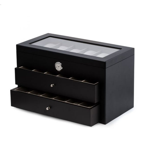 Bey-Berk 36-Watch Box | Quartz Movement Clock | CM686BLK