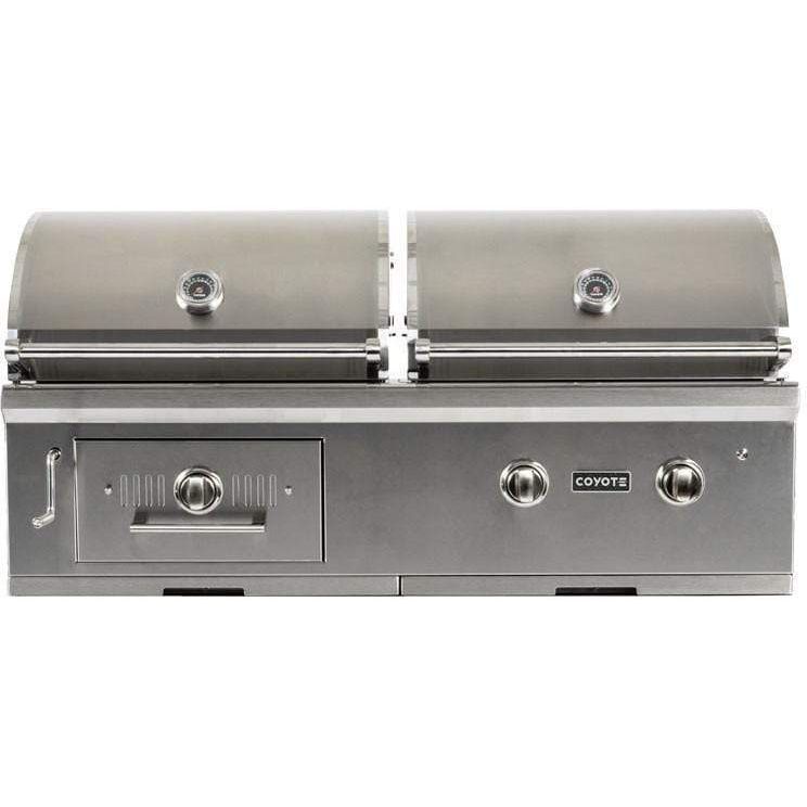 Coyote 50 Inch Built-in Hybrid Grill / Gas and Charcoal, 2 Infinity Burners, Cart Option / C1HY50