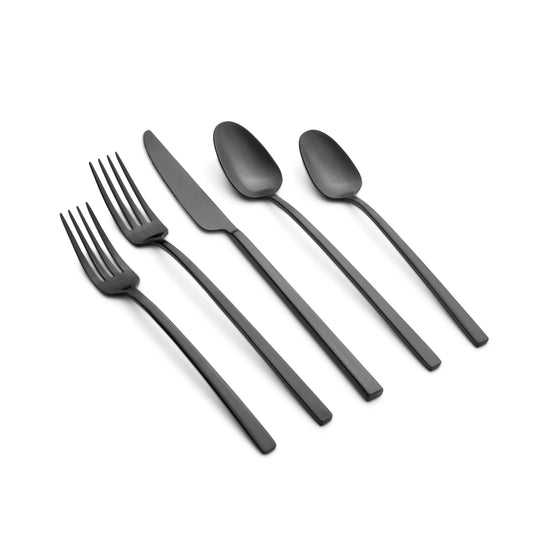 Damaris Black Satin 20-Piece Flatware Set