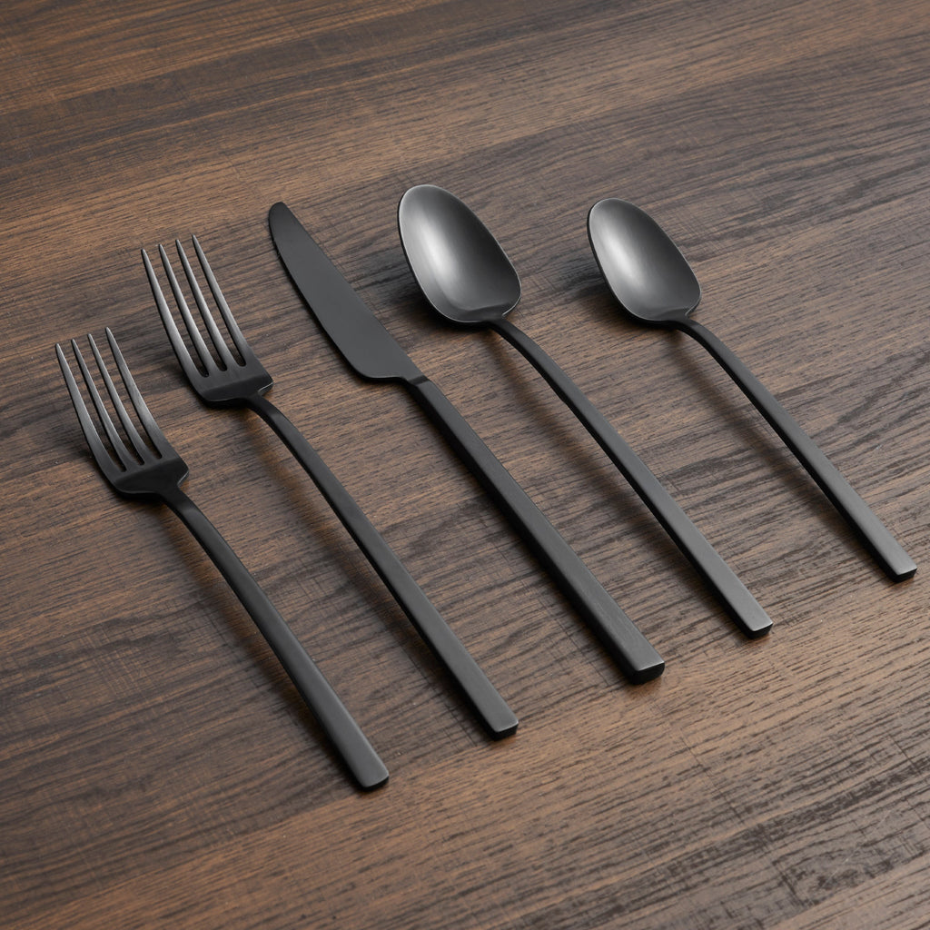 Damaris Black Satin 20-Piece Flatware Set