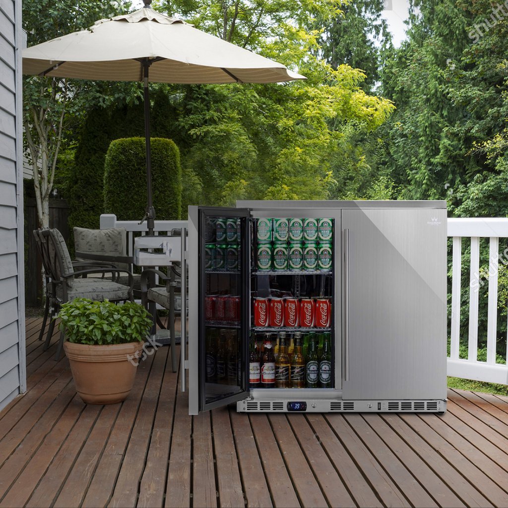 KingsBottle 36” Outdoor Beverage Center | Holds 198 Cans | With French Doors | KBU56ASD