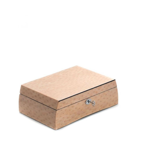 Bey-Berk Jewelry Box | Tray and Glass Top | Salmon Burl Wood | BB679SLM