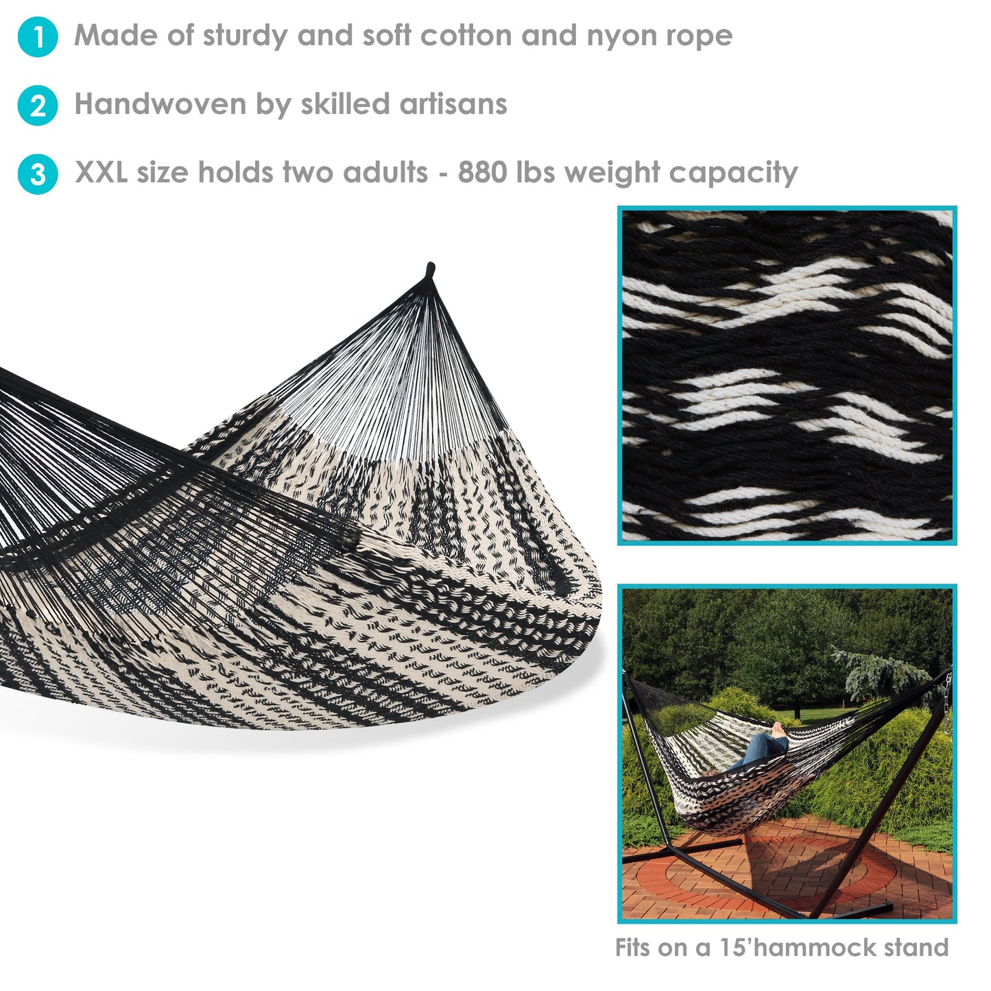 Handwoven XXL Mayan Hammock | Family Size | Thick Cotton Cord