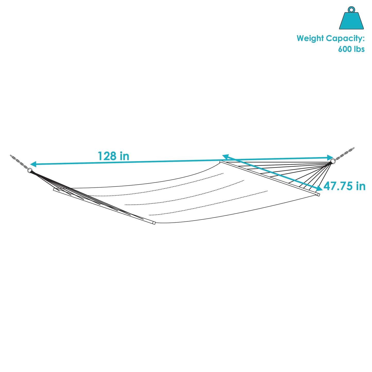 Large Polyester Rope Hammock with Spreader Bars | Holds 2 People | 600lb Capacity